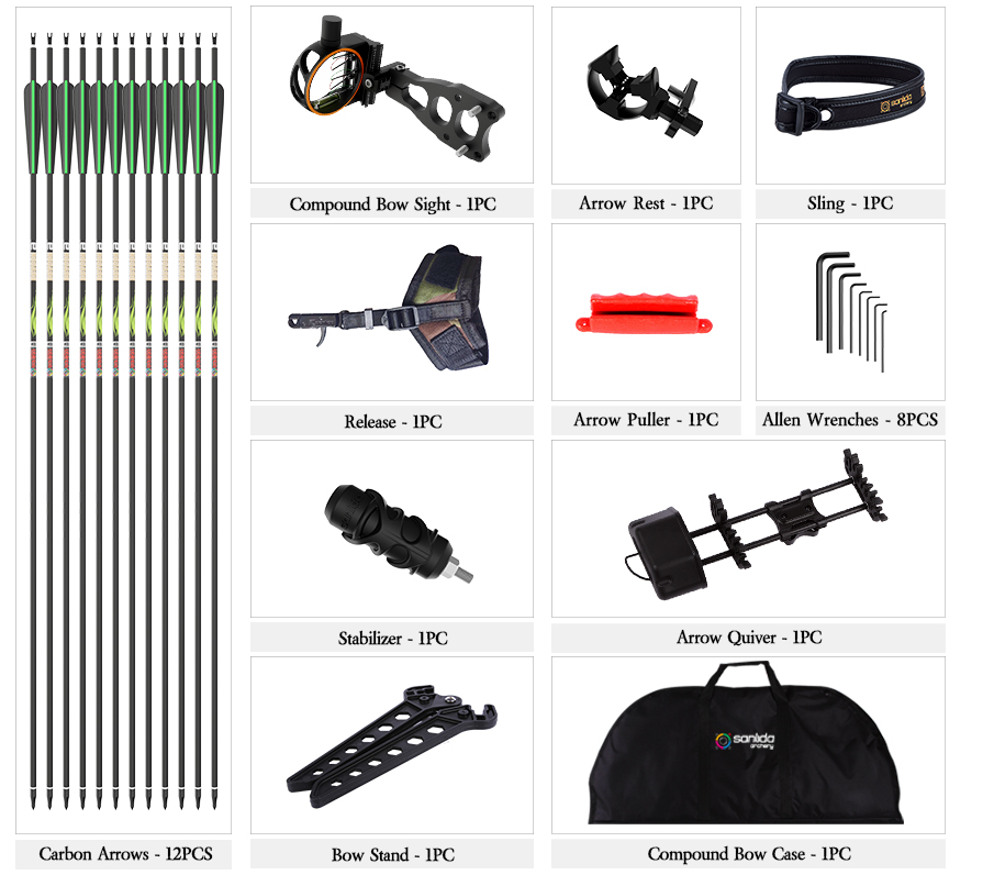 SANLIDA DRAGON X9 COMPOUND  PACKAGE ROTATING MOD 10-70LBS 18"-31" RH