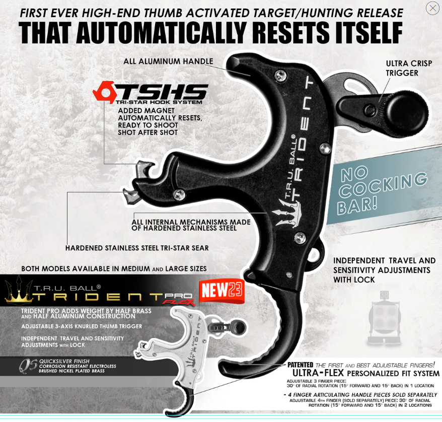 TRU BALL TRIDENT FLEX DECOCHEUR POUCE BLACK/QUICKSILVER