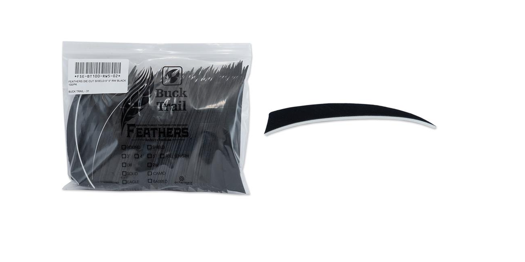 BUCK TRAIL 5" RW SHIELD FEATHERS 100PK