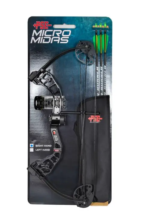 PSE COMPOUND PACKAGE MICRO MIDAS RH 8-29LBS 14.5-24.75"