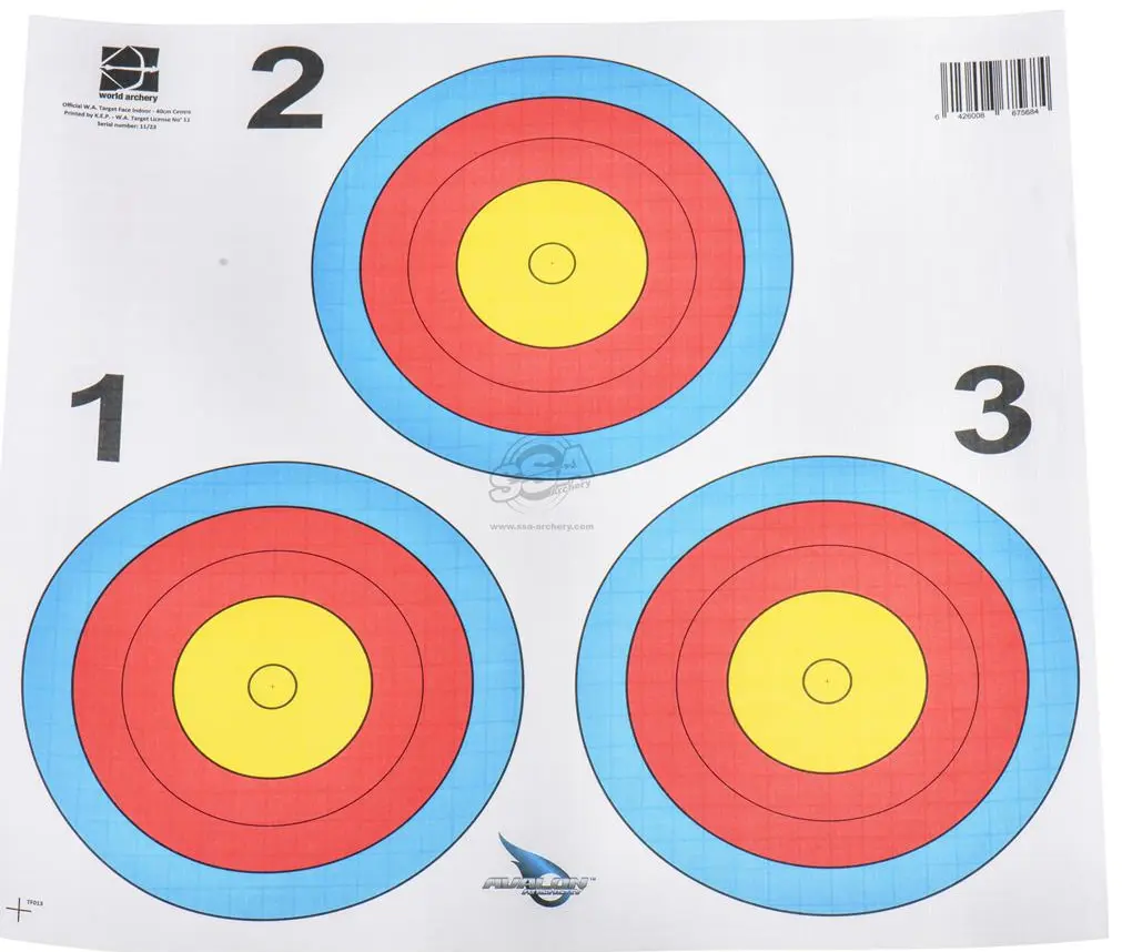 AVALON BLASONS 40CM TRISPOTS VEGAS WORLD ARCHERY 5-RINGS 100PK