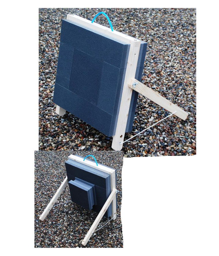 DANAGE FOAM TARGET DOMINO E1 MICRO 44X44X14,5CM - 1 CENTRE 24,5CM WITH STAND 