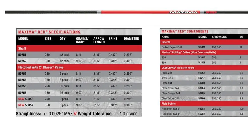 CARBON EXPRESS SHAFT MAXIMA SERIES MAXIMA RED 12PK