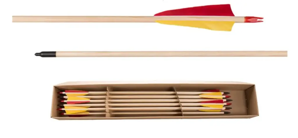 BUCK TRAIL STANDARD WOODEN ARROWS FEATHERS/NOCK/STEEL 3D POINT 12PK