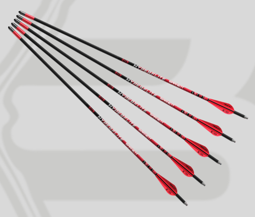 [A069449] BARNETT CROSSBOW BOLTS CARBON HYPERFLITE  HEAT VANES RED/WHITE 5PK