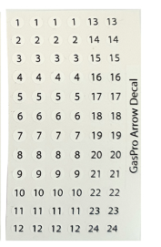 GAS PRO ARROW DECALS NUMBERS