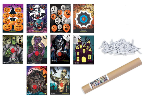 [A033562] EGERTEC COMPLETE SET 10 BLASONS HALLOWEEN with 50 TARGET PINS